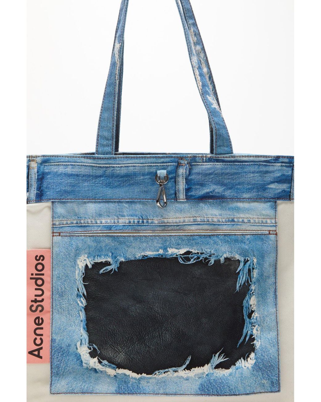 Acne Blue Denim Print Tote Bag