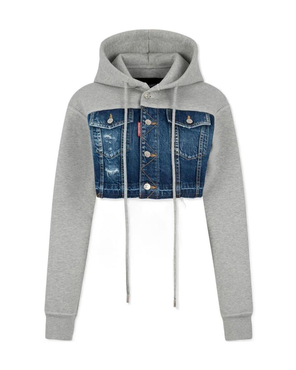 DSquared² Blue Long-Sleeve Ripped Hoodie