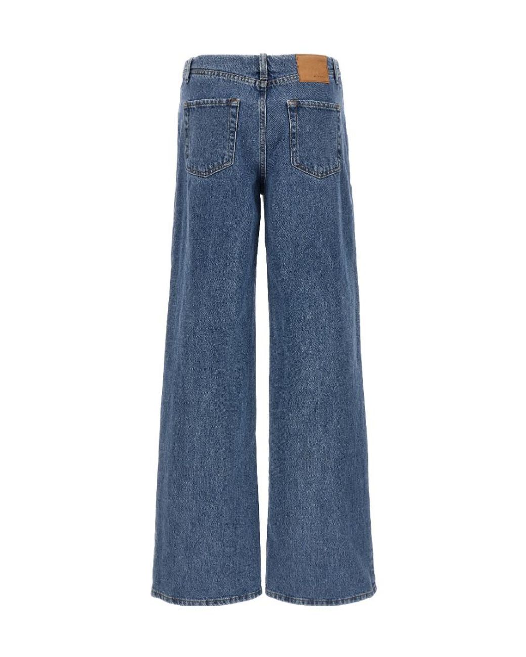 Magda Butrym Blue Ultra Low Waist Wide Leg Denim Jeans