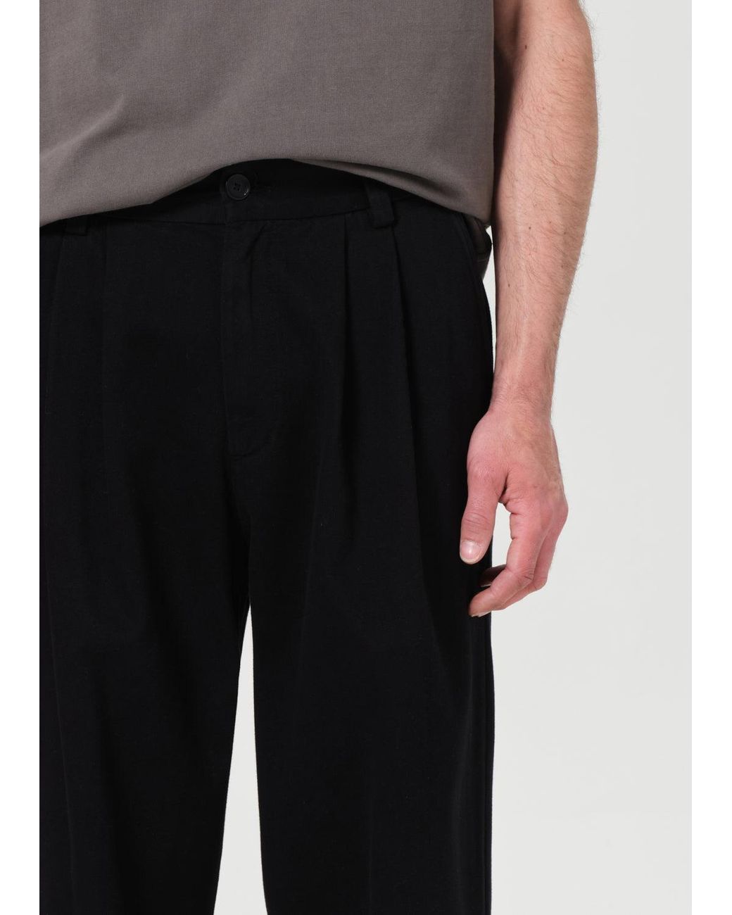 Agolde Black Pleated Wide-Leg Pants for men