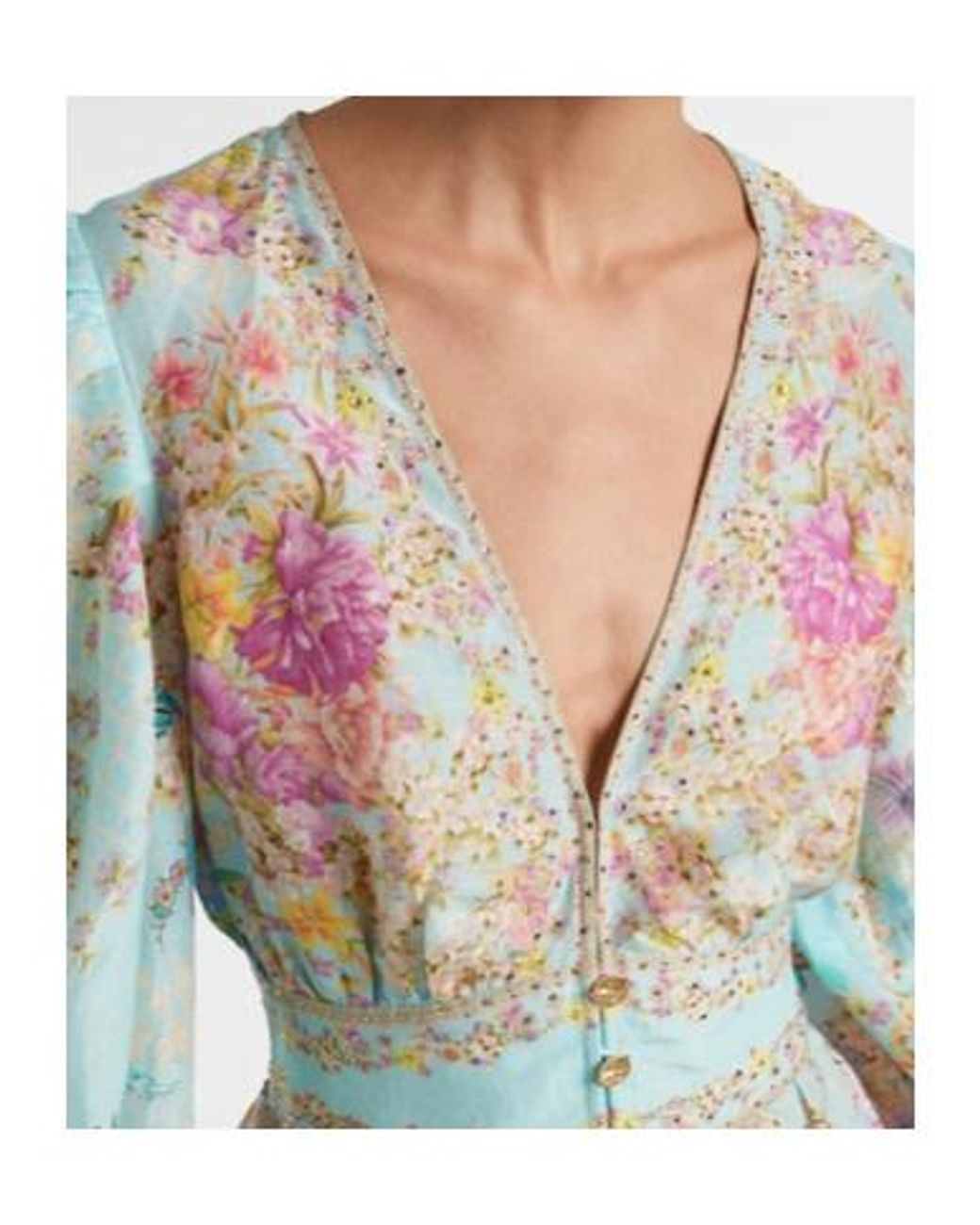 Camilla White Embellished Floral Linen And Silk Minidress