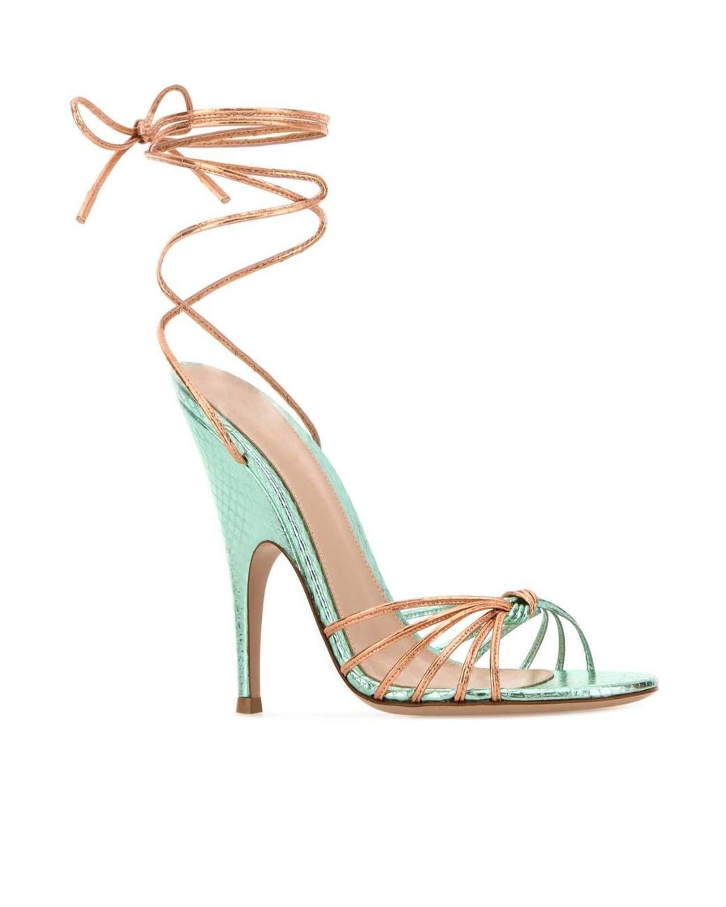 Gianvito Rossi Metallic Malè Lace-Up Heeled Sandals
