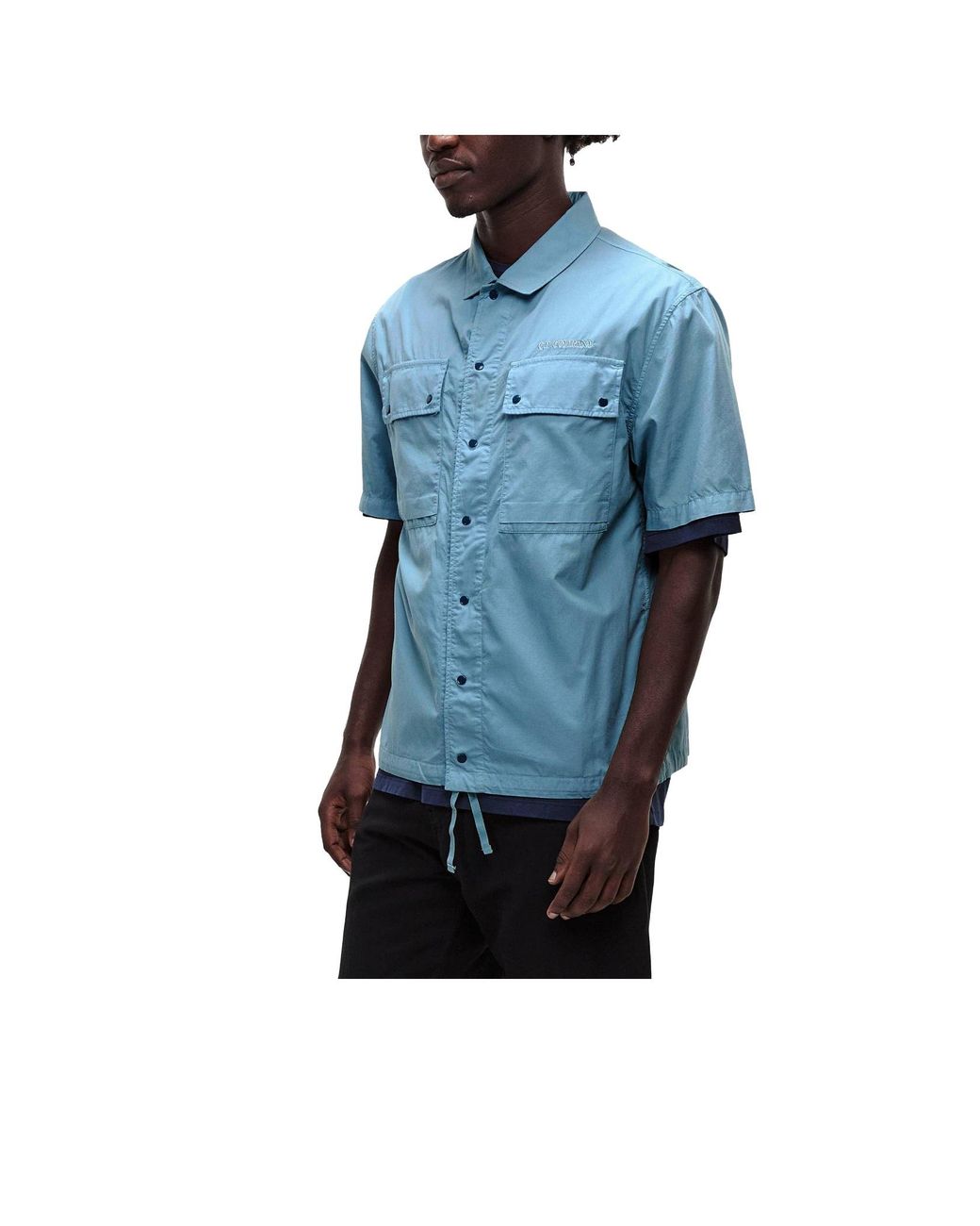 C P Company Blue Light Short-Sleeve Utility Shirt for men