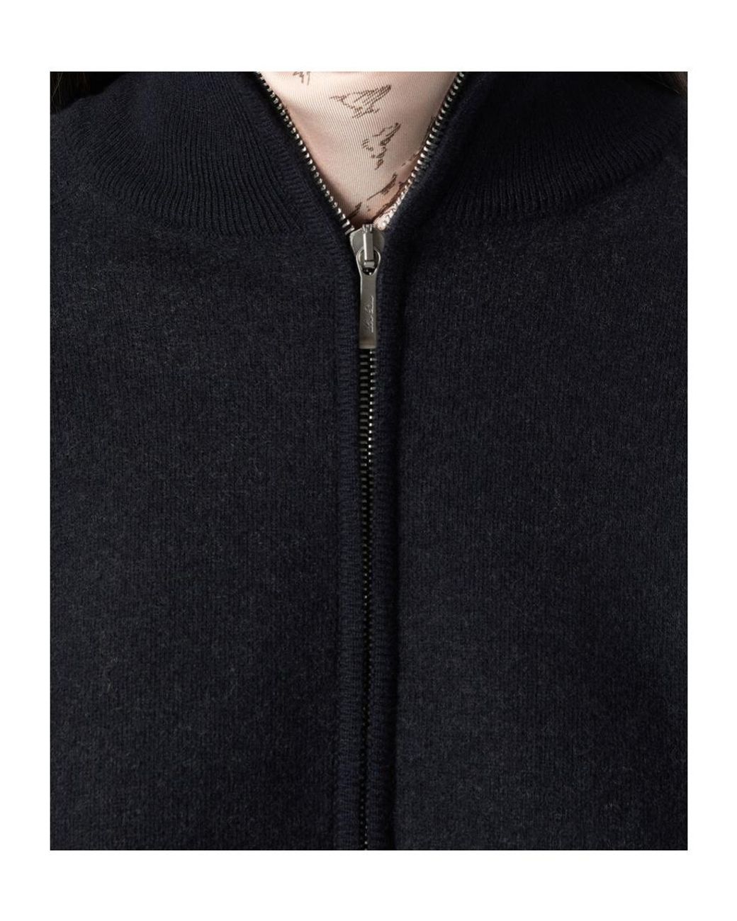 Loro Piana Blue Rio Bodro High-Neck Zip Bomber
