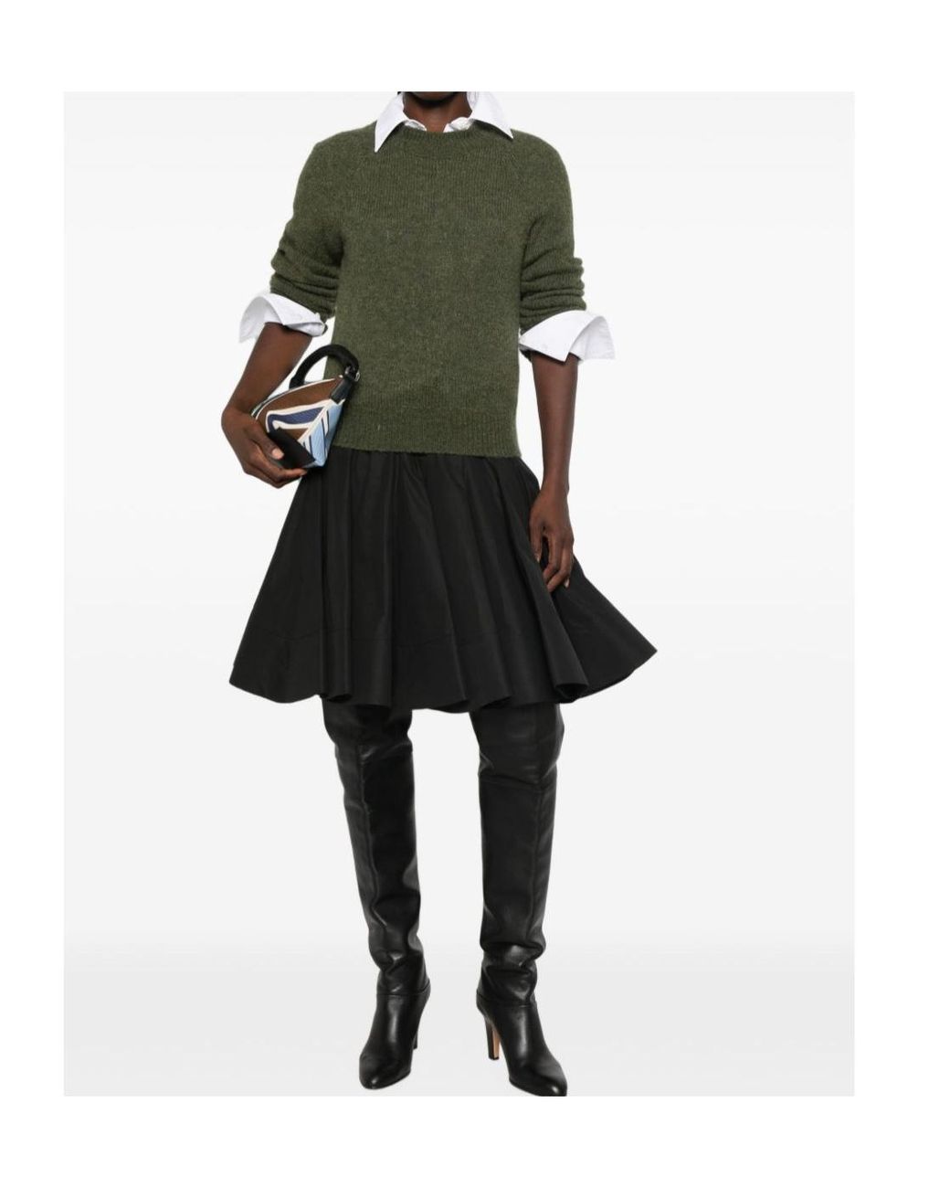 Dries Van Noten Green Texas High Crewneck Sweater