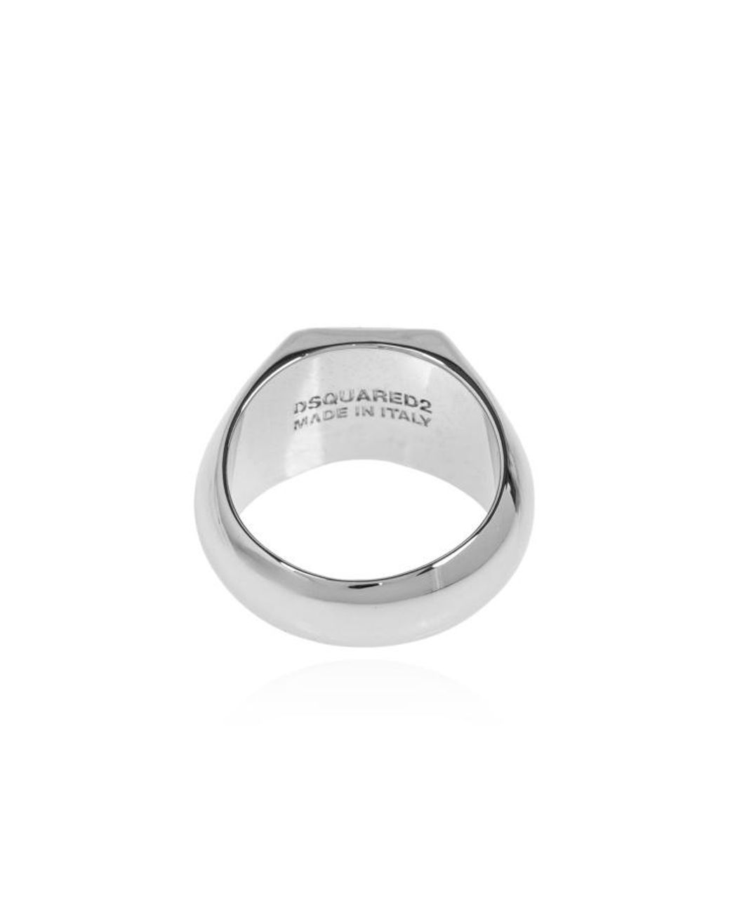 DSquared² White Logo-Engraved Ring-Pendant Necklace for men