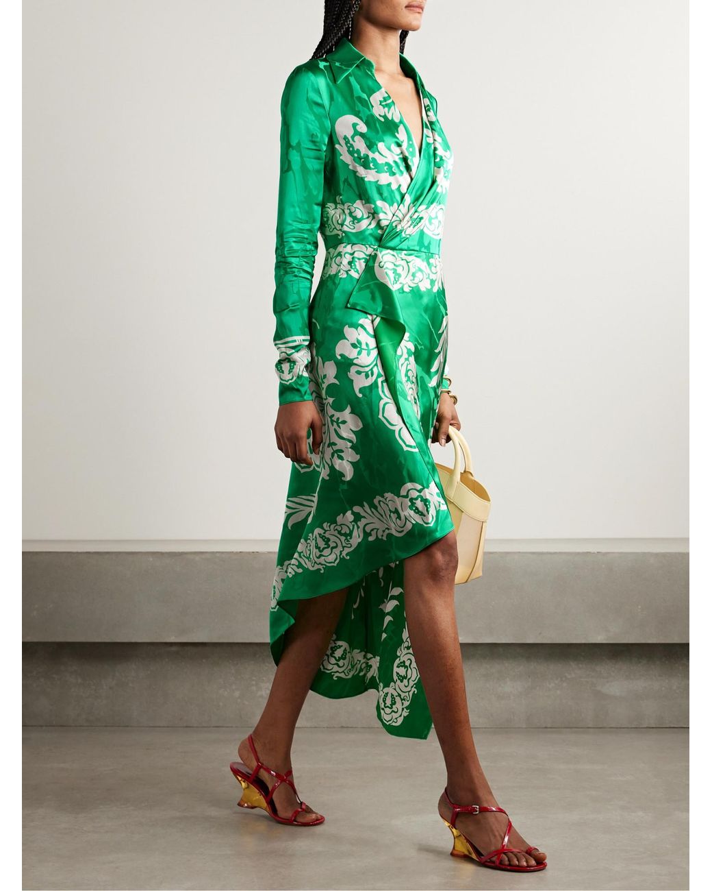 Etro Green Satin Dress