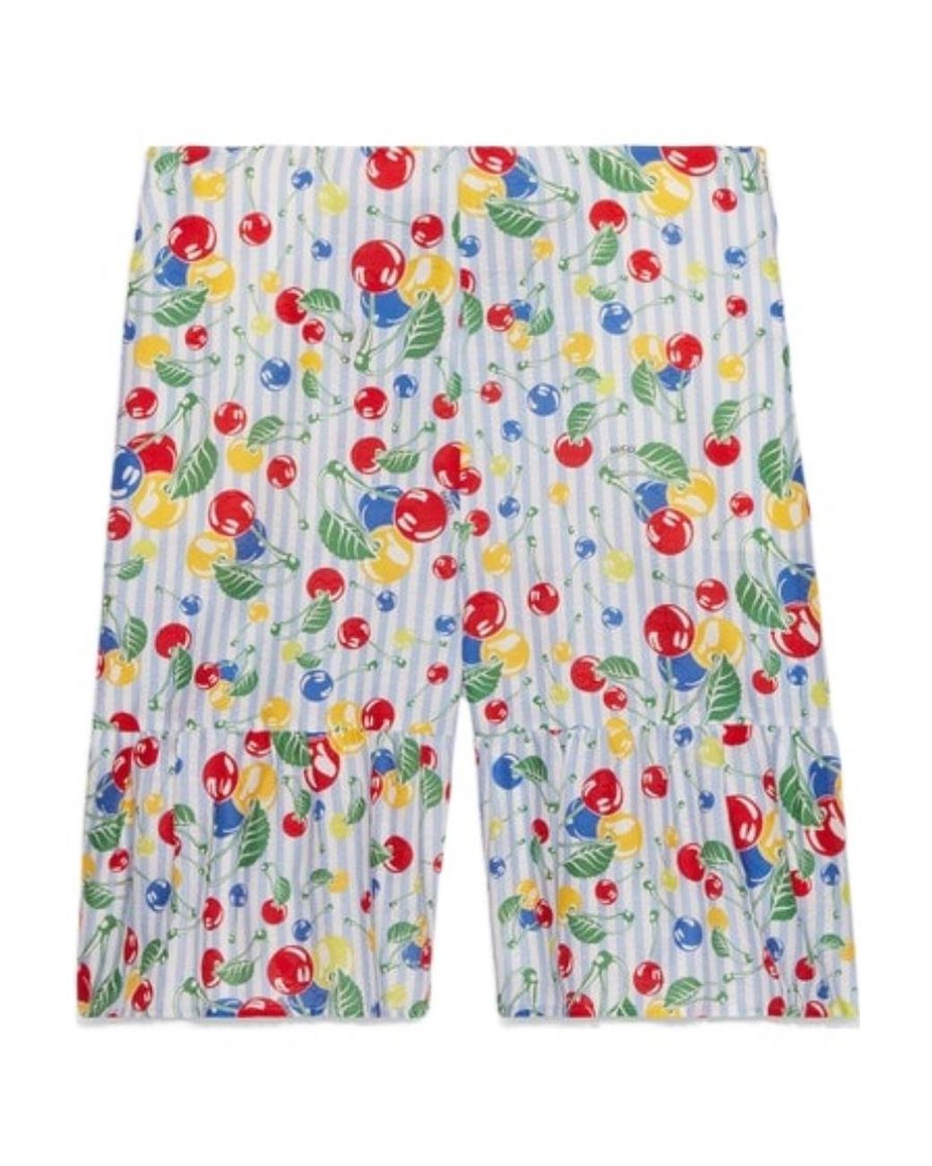 Gucci White Cherries Striped Print Shorts