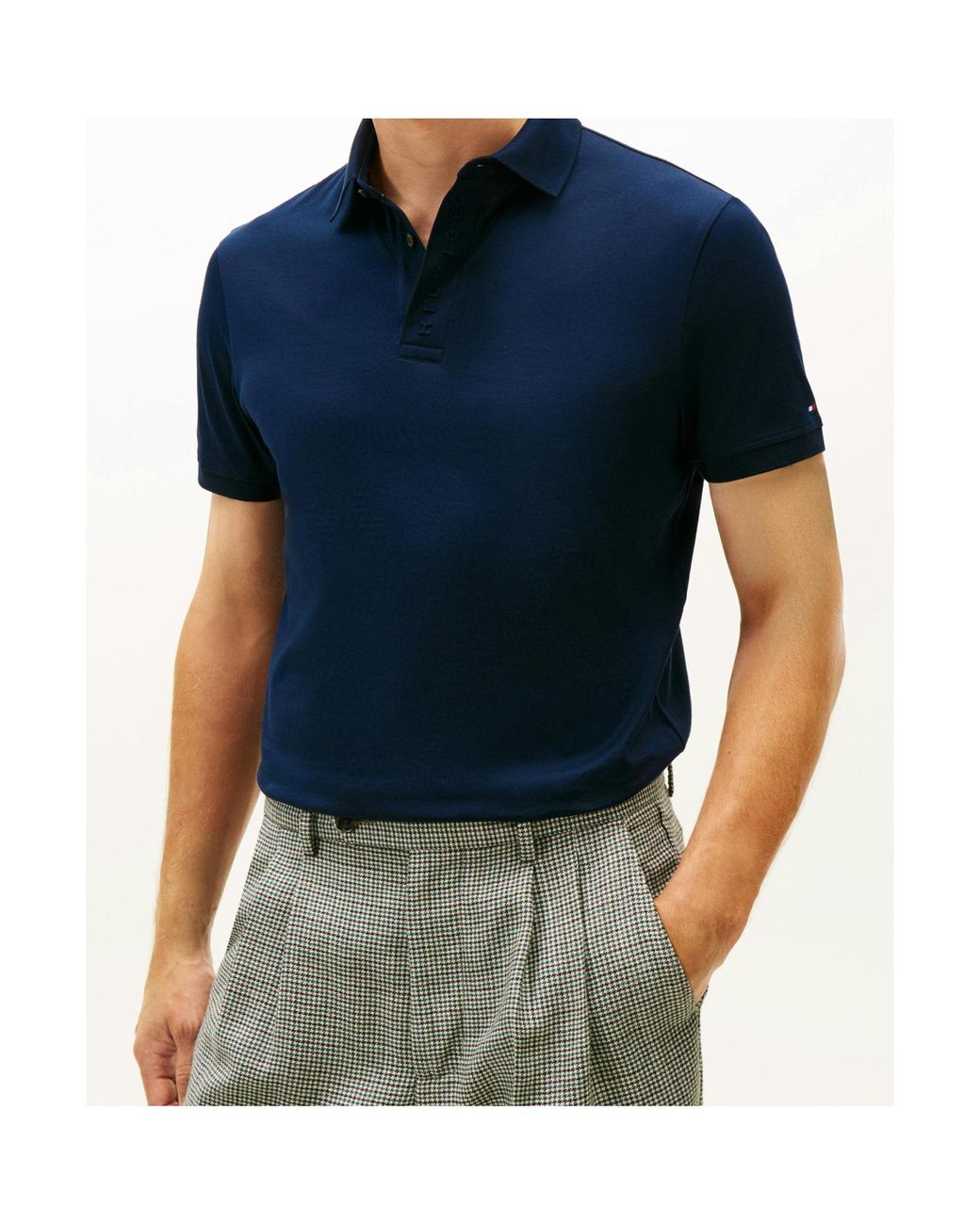 Tommy Hilfiger Blue Hidden-Placket Polo Shirt for men
