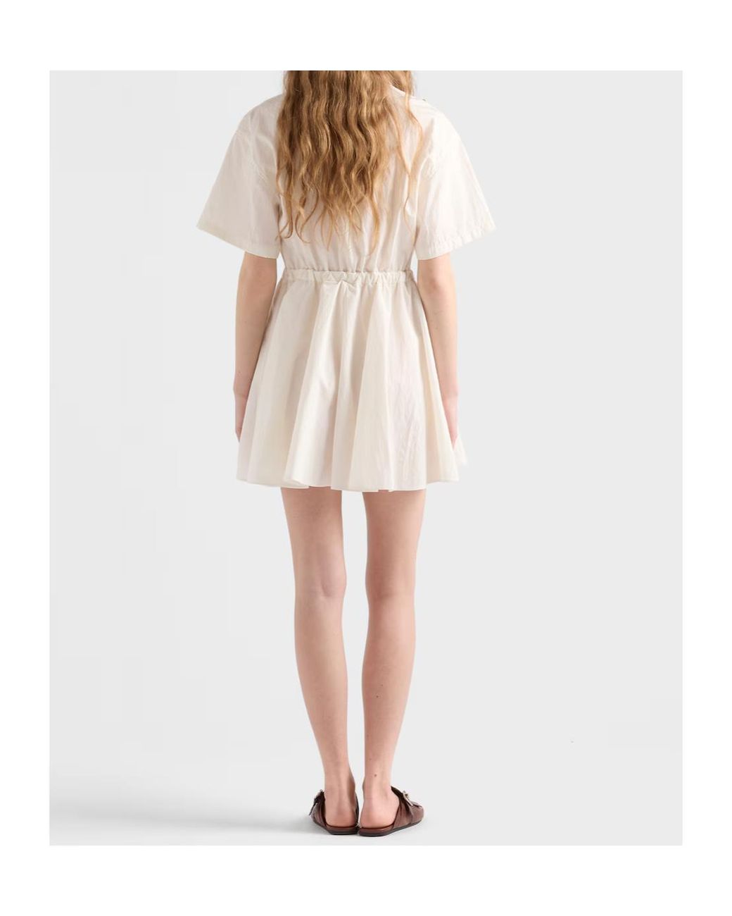 Prada White Short-Sleeved Technical Pongé Dress