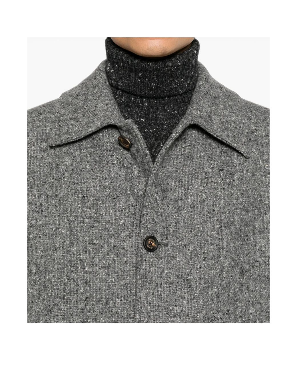 Eleventy Gray Button-Fastening Wool-Blend Coat for men