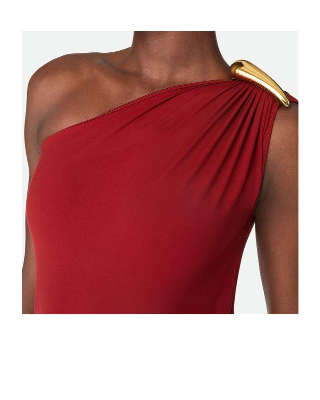 Bottega Veneta Red Drop Detailed One-Shoulder Swimsuit