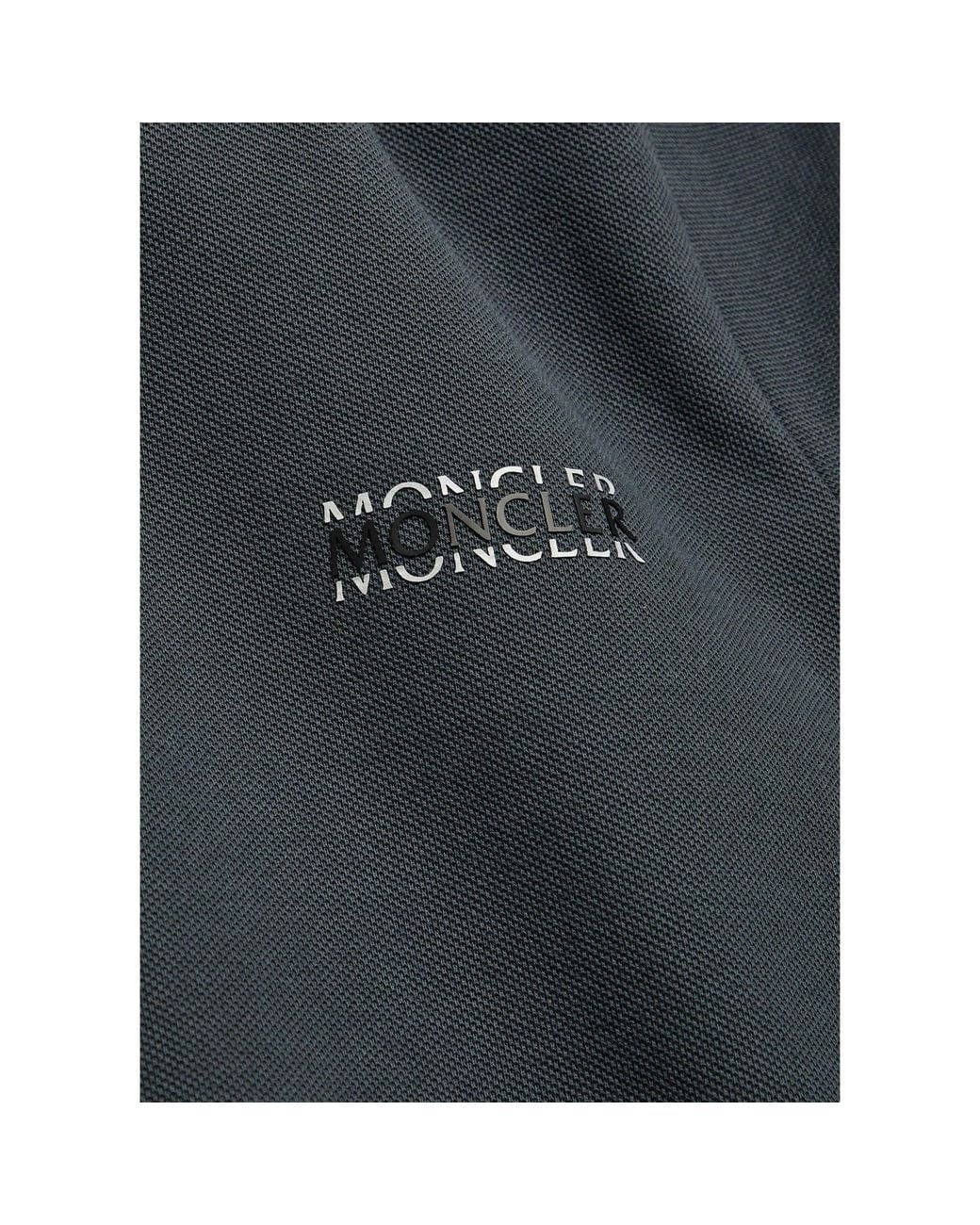 Moncler Blue Cotton Short-Sleeve Polo Shirt for men