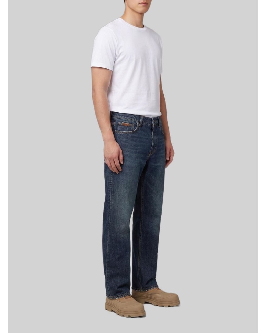 Moncler Blue Mid-Rise Straight-Leg Jeans for men