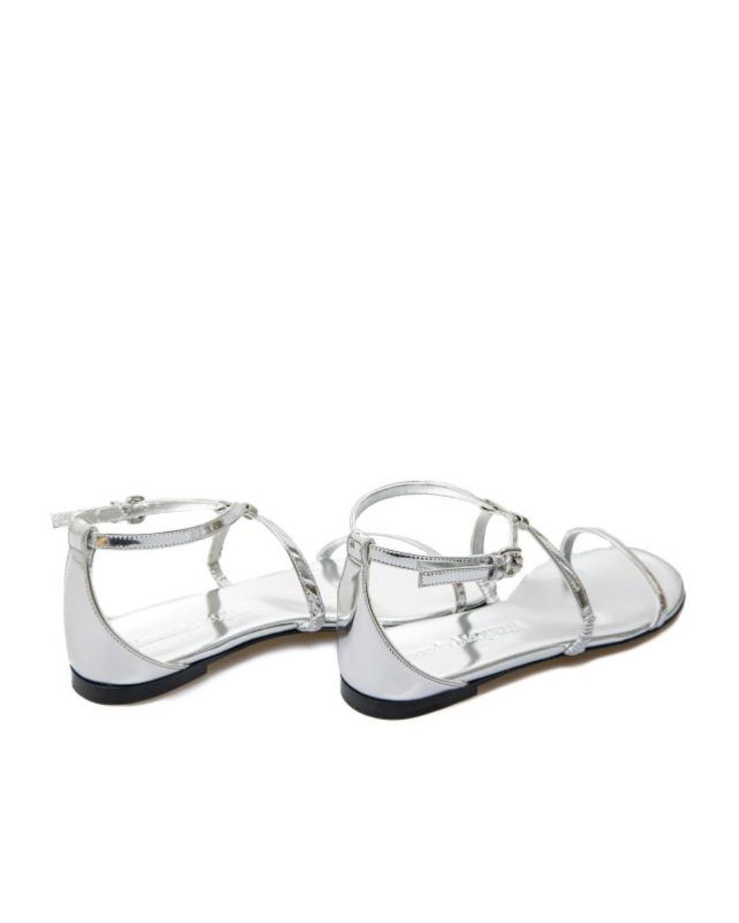 McQueen White Golden Goose Deluxe Brand Strappy Metallic Sandals