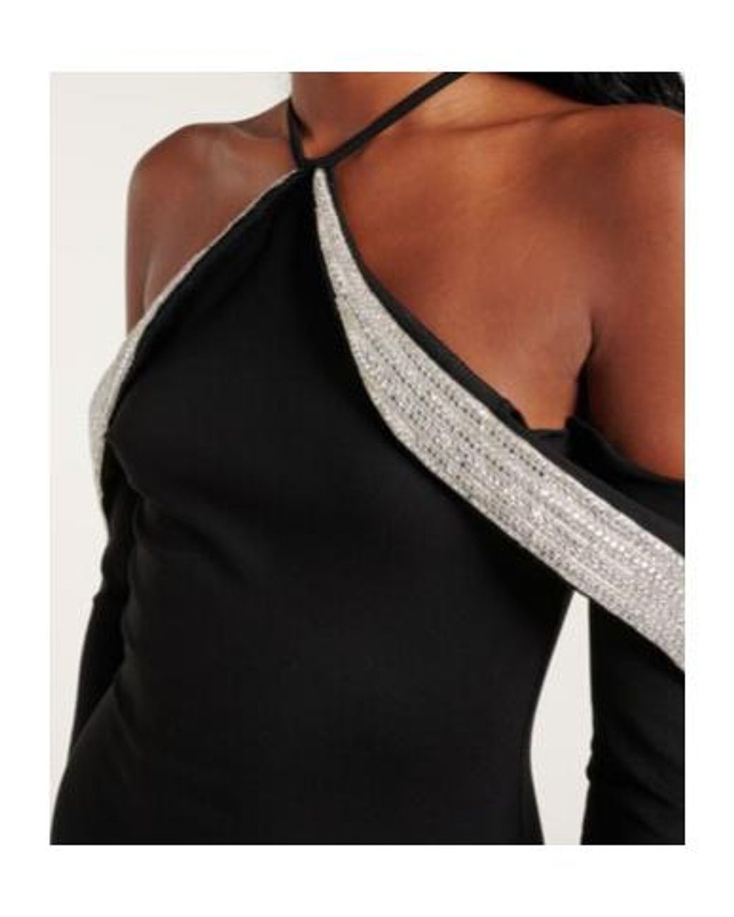 David Koma Black Crystal-Embellished Gown