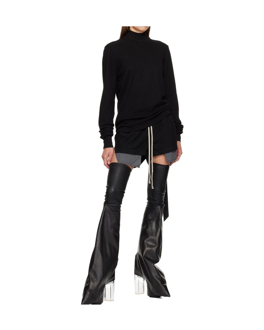 Rick Owens Black Headon Double-Layer Turtleneck Sweater