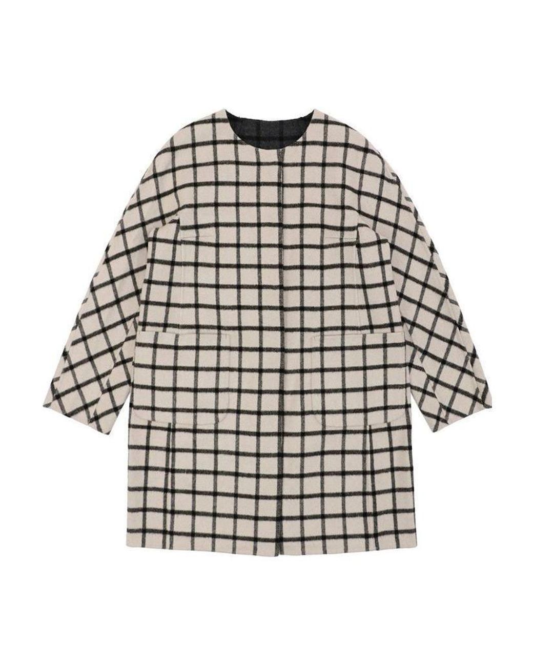 Weekend by Maxmara Multicolor Round-Necked Plaid Coat