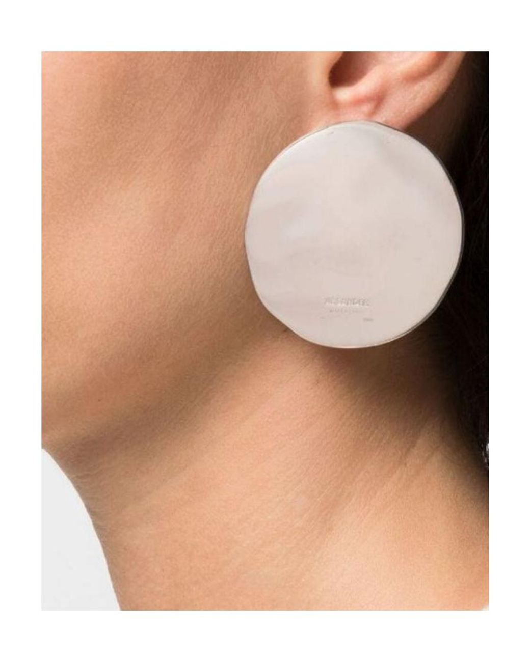 Jil Sander White Logo Engraved Earrings