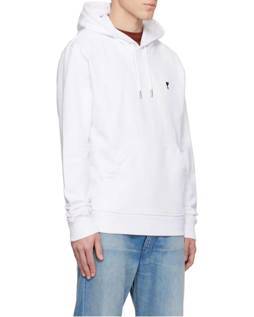 AMI White Contrasted "Ami De Coeur" Hoodie for men