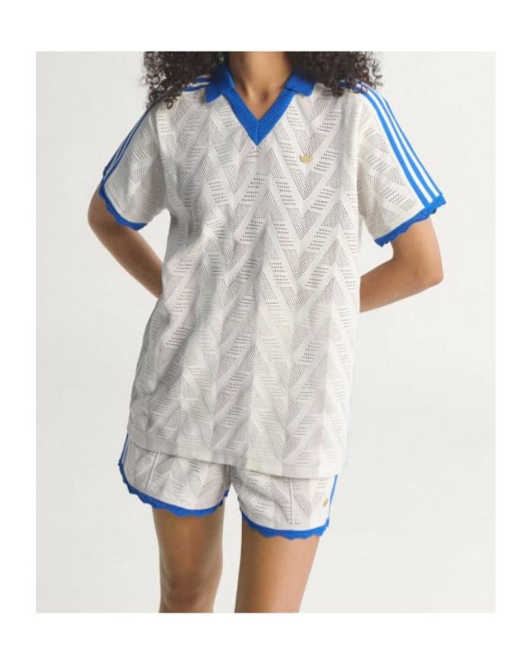 Adidas Originals Blue Short-Sleeve Polo T-Shirt