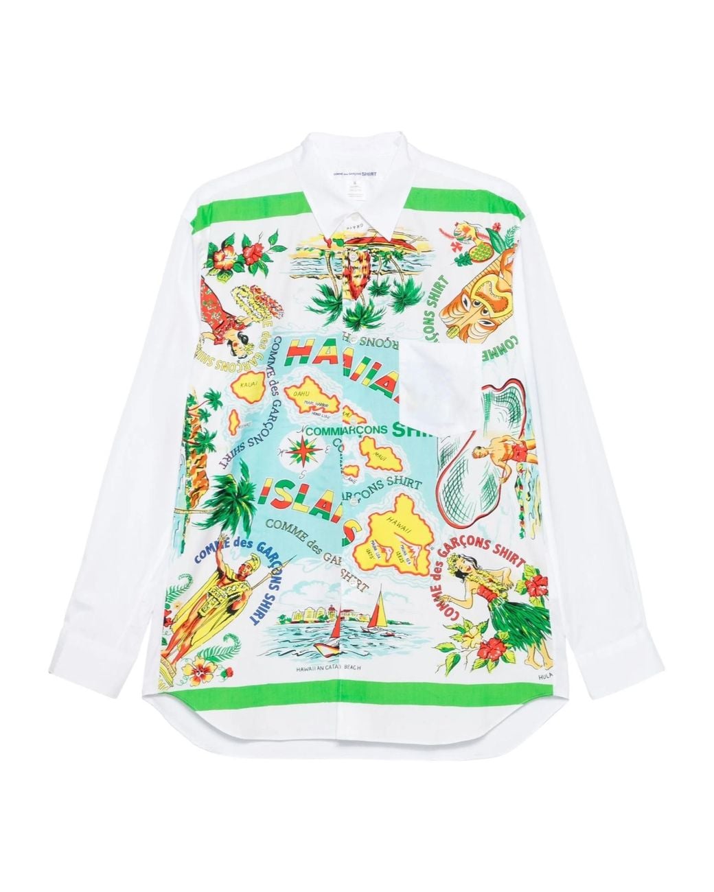 Comme des Garçons Green Hawaiian-Print Shirt for men