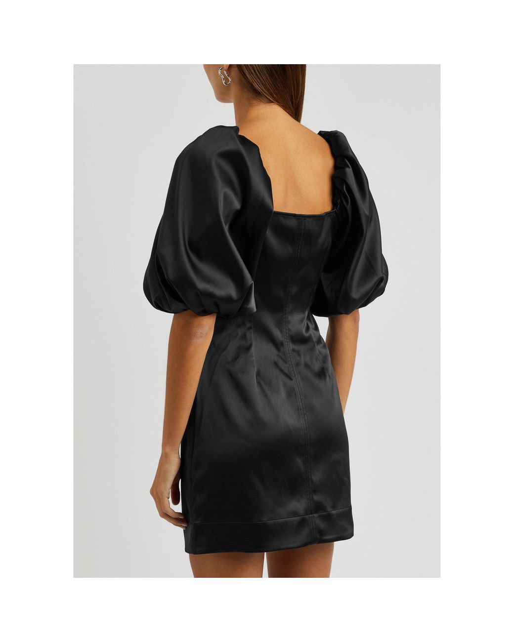 Ganni Black Satin Short Dress