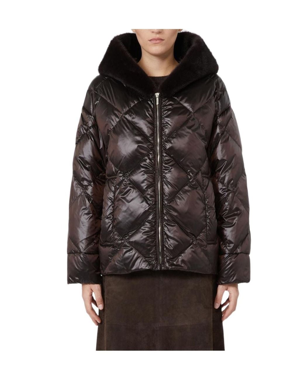 Max Mara Black Long-Sleeve Hooded Padded Jacket