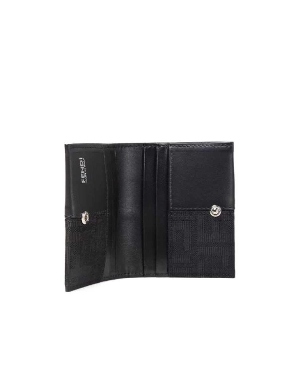 Fendi Black Ff Jacqaurd Card Holder for men