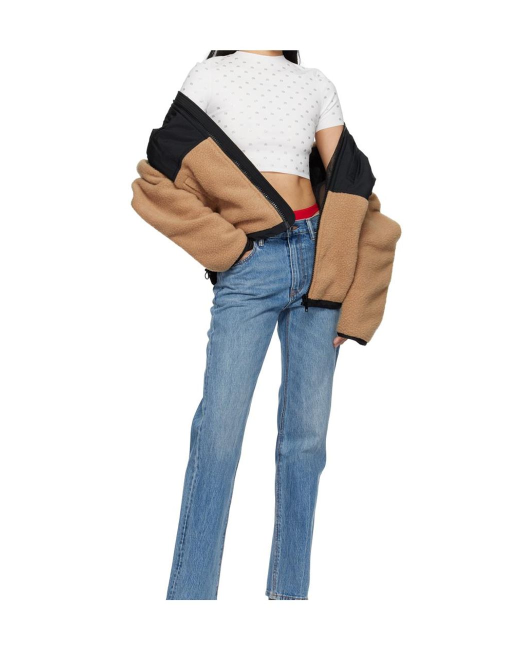 Alexander Wang Black Panelled Zip Fleece Jacket