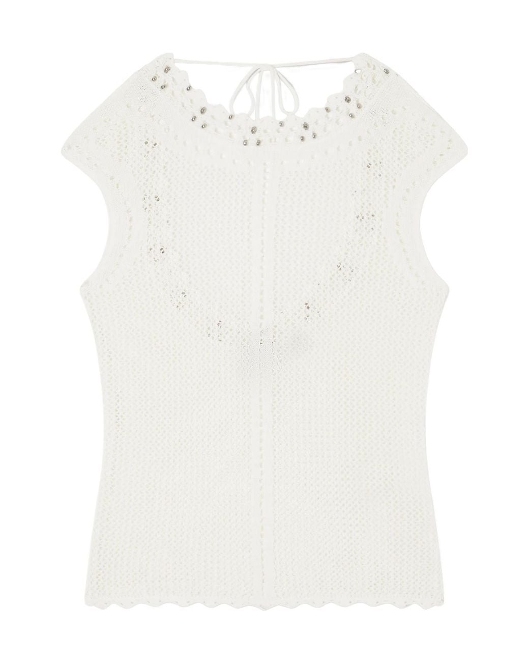 Isabel Marant White Crochet Cotton-Blend Tank