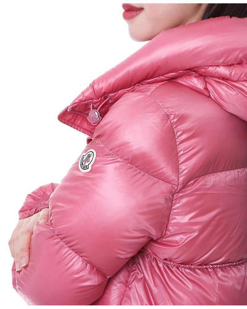 Moncler Pink Cropped Hooded Down Jacket
