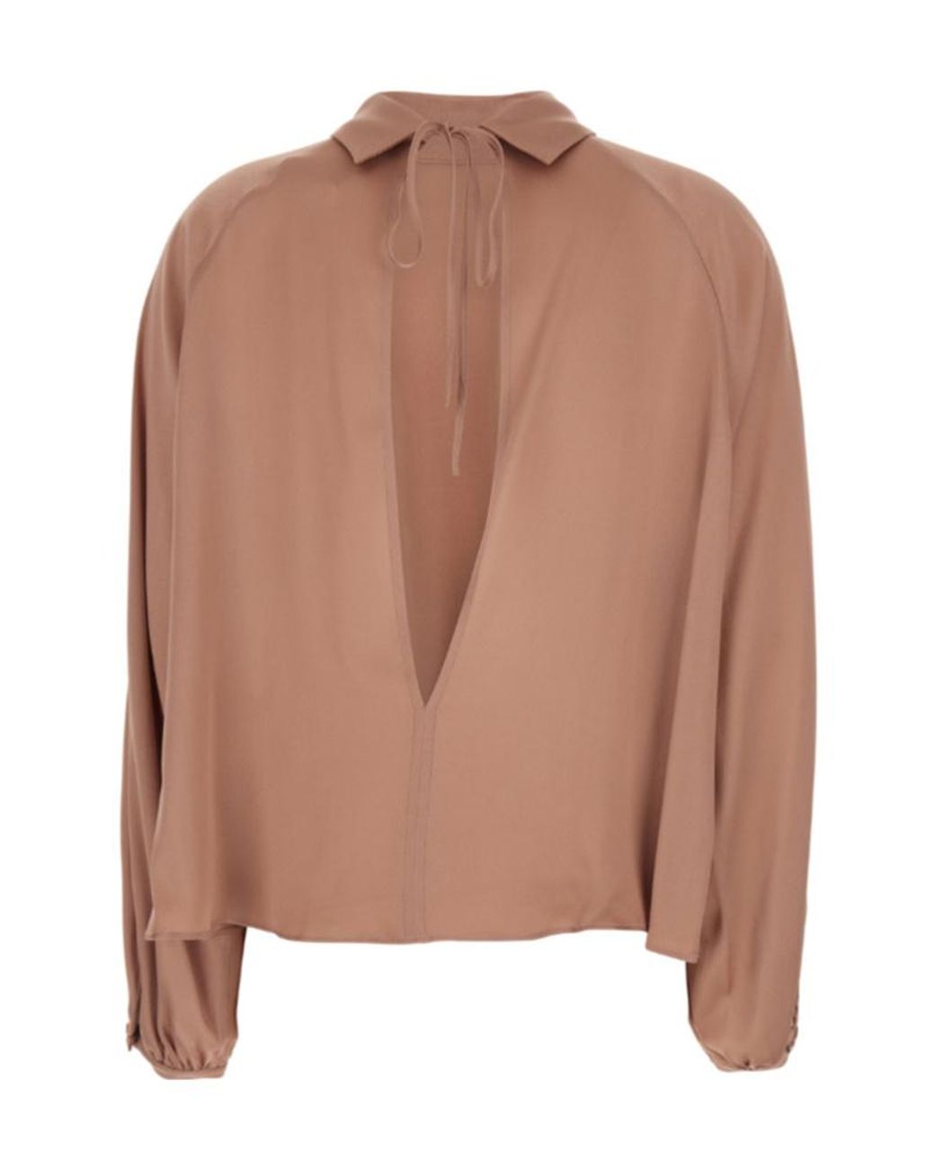 Semicouture Brown Semi Couture Open Back Bow Blouse