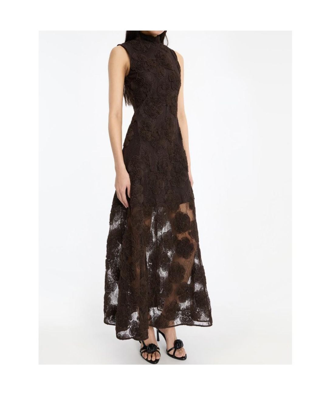 ROTATE BIRGER CHRISTENSEN Black Floral Embroidered Sleeveless Dress