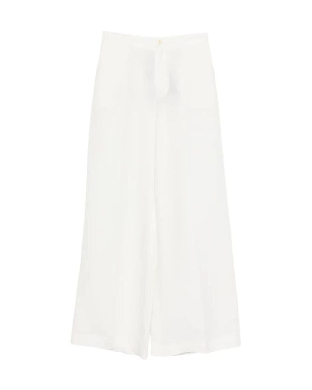 Twinset White Wide-Leg Tailored Trousers