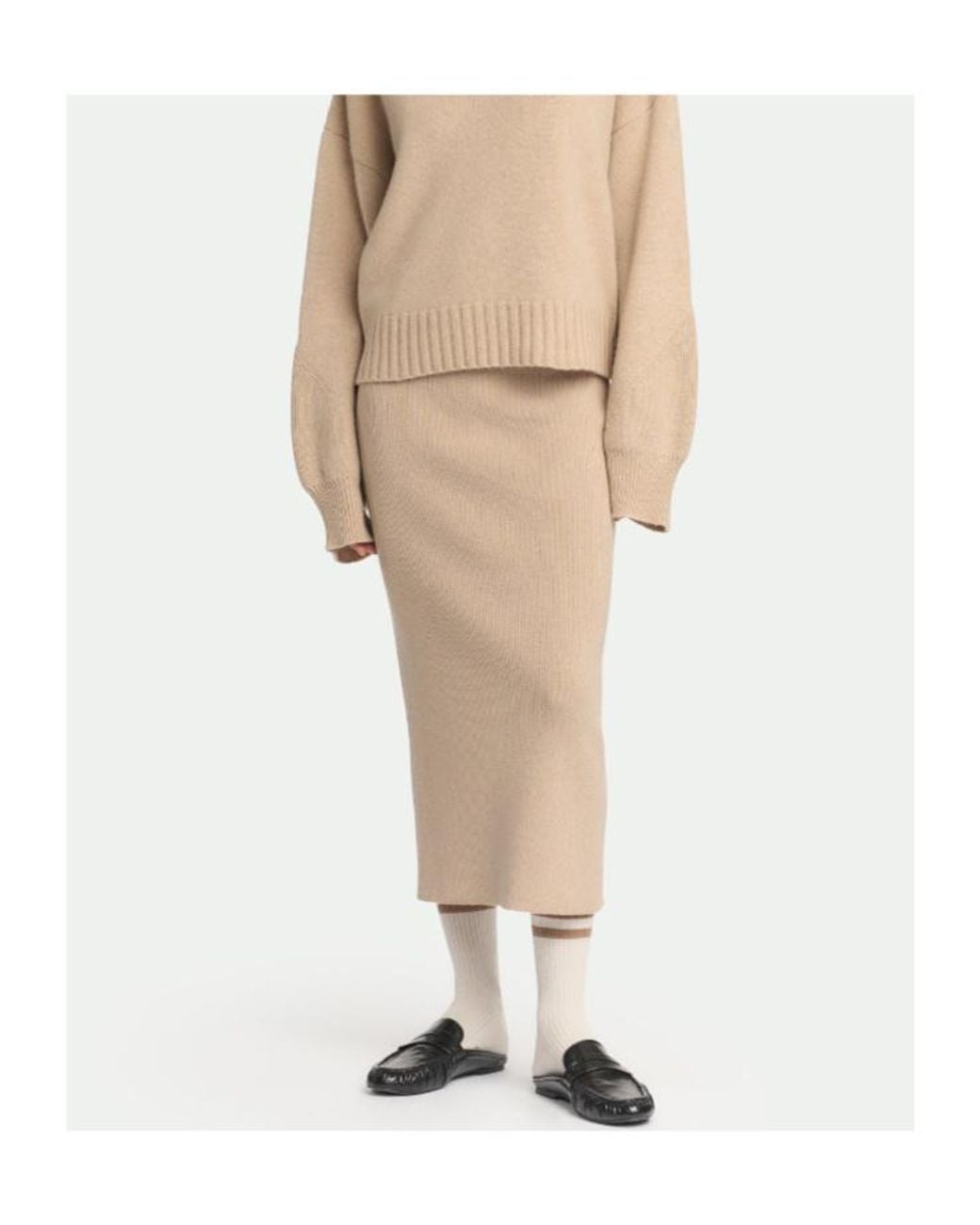 Malo Natural Ribbed Knitted Skirt