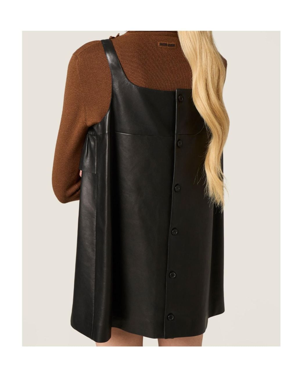 Miu Miu Black Nappa Leather Mini-Dress