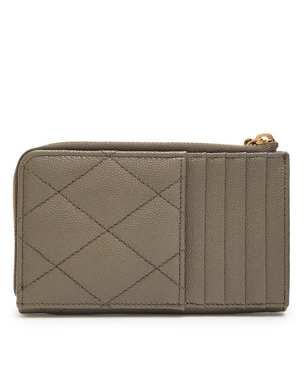 Saint Laurent Gray Small Zipper Card Holder