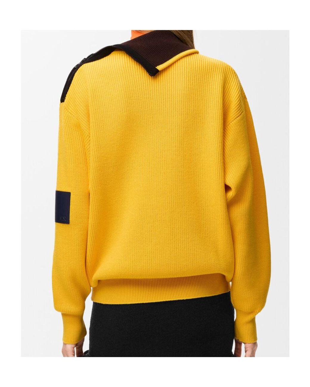 Loewe Yellow Zip-Neck Patch Knitted Sweater