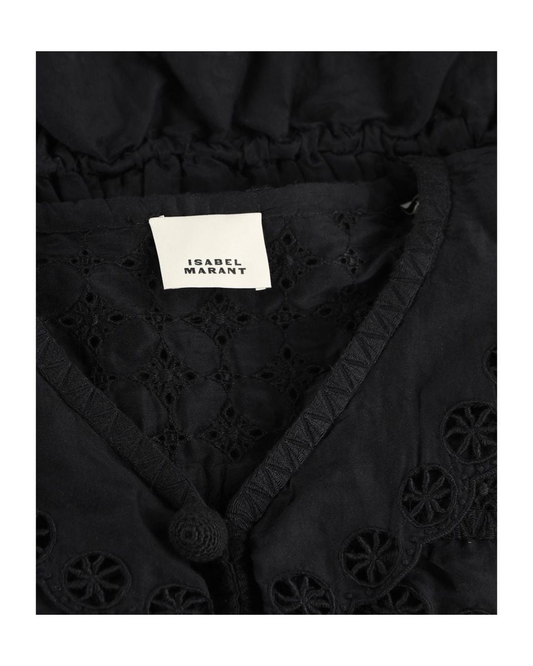 Isabel Marant Black Long-Sleeved Lace-Detailed Blouse