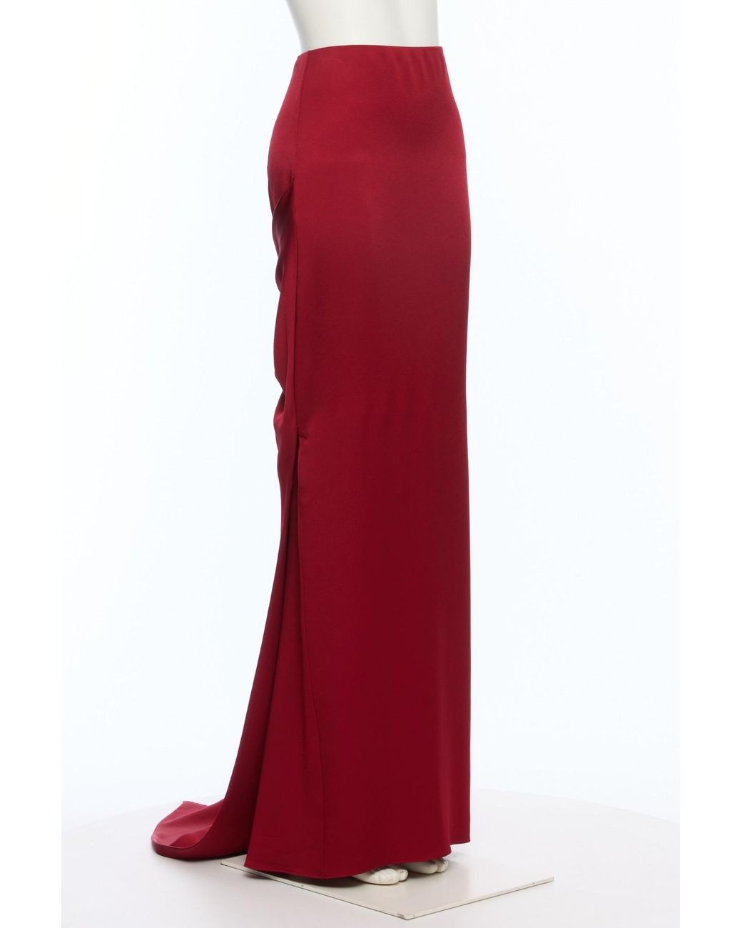 Valentino Red Draped High-Slit Skirt