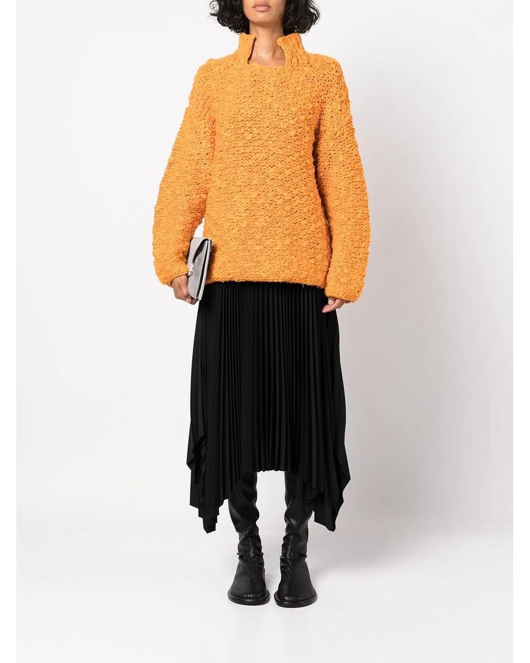 Proenza Schouler Orange Square-Neck Chunky-Knit Jumper
