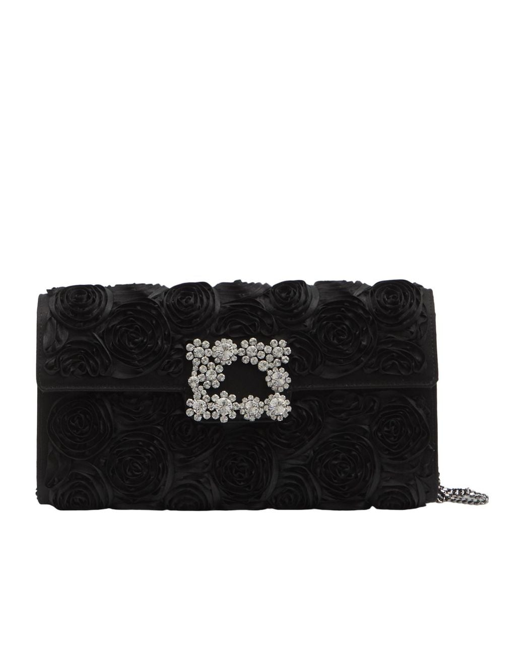 Roger Vivier Black Floral Detailed Embellished Shoulder Bag