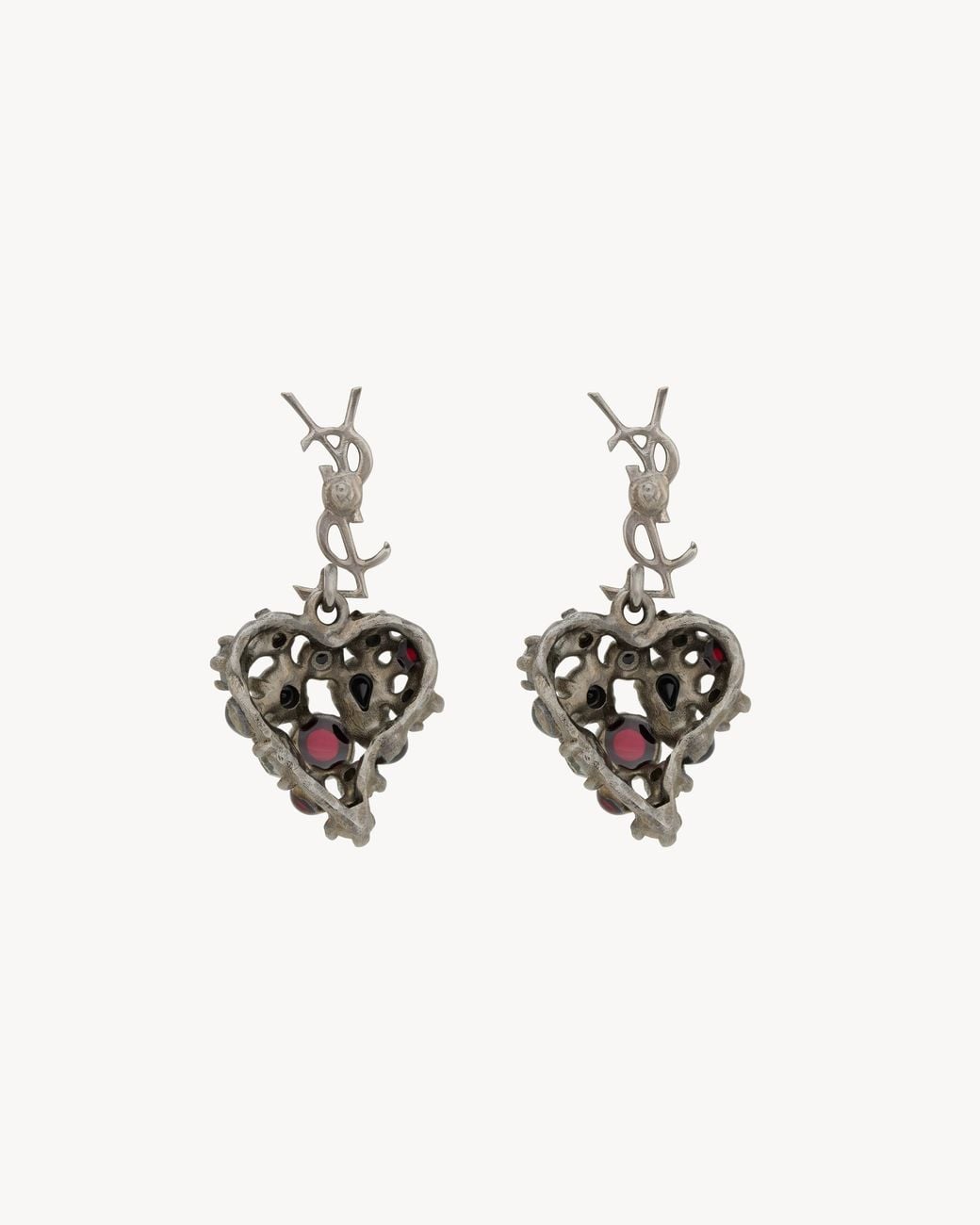 Saint Laurent Metallic Cassandre Heart-Shaped Earrings