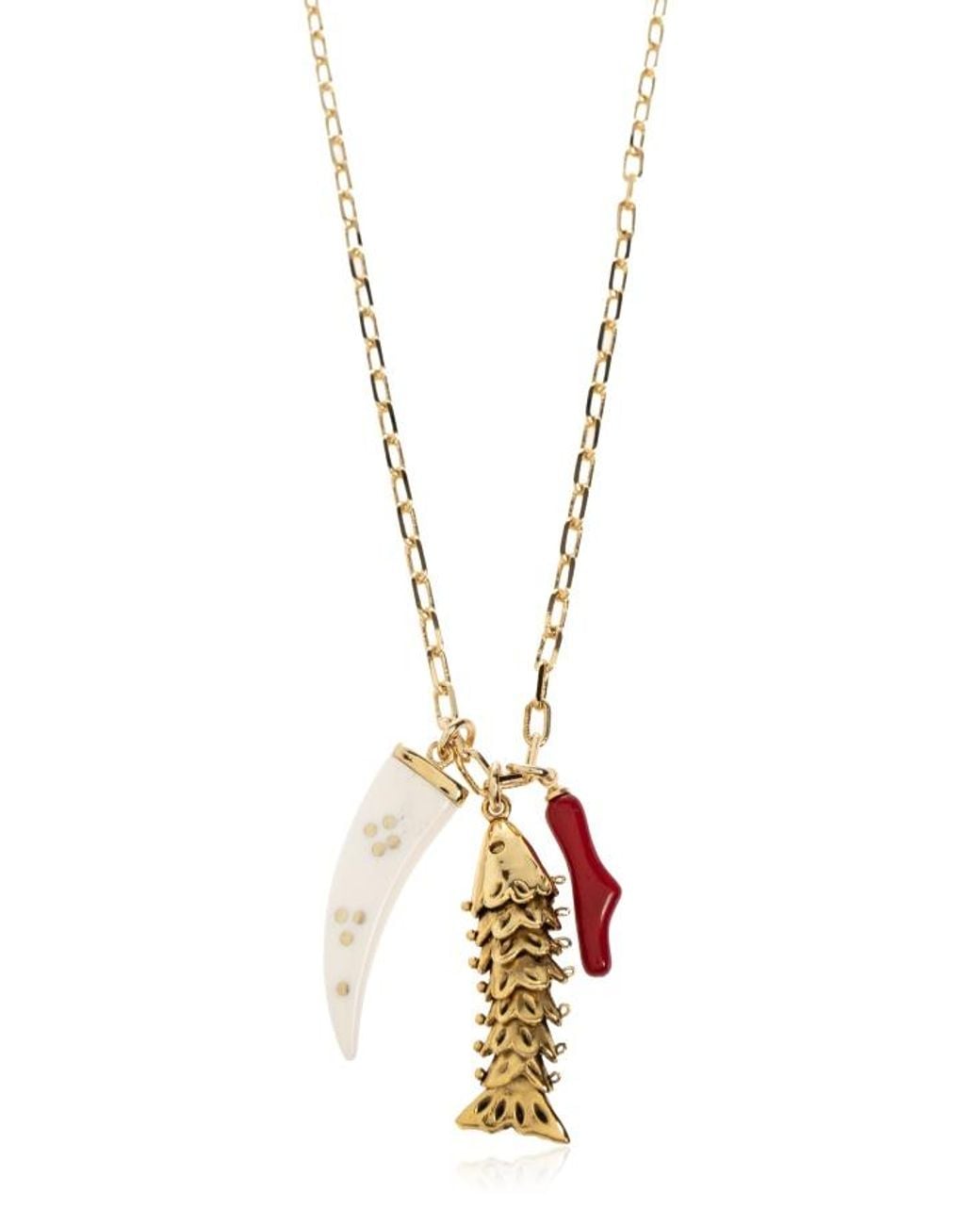 Isabel Marant White Multi-Charm Pendant Necklace