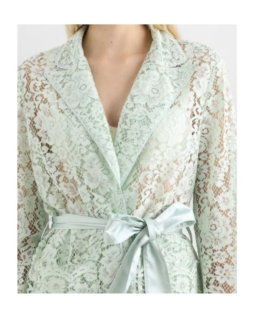 Dolce & Gabbana Green Lace-Detail Belted Jacket