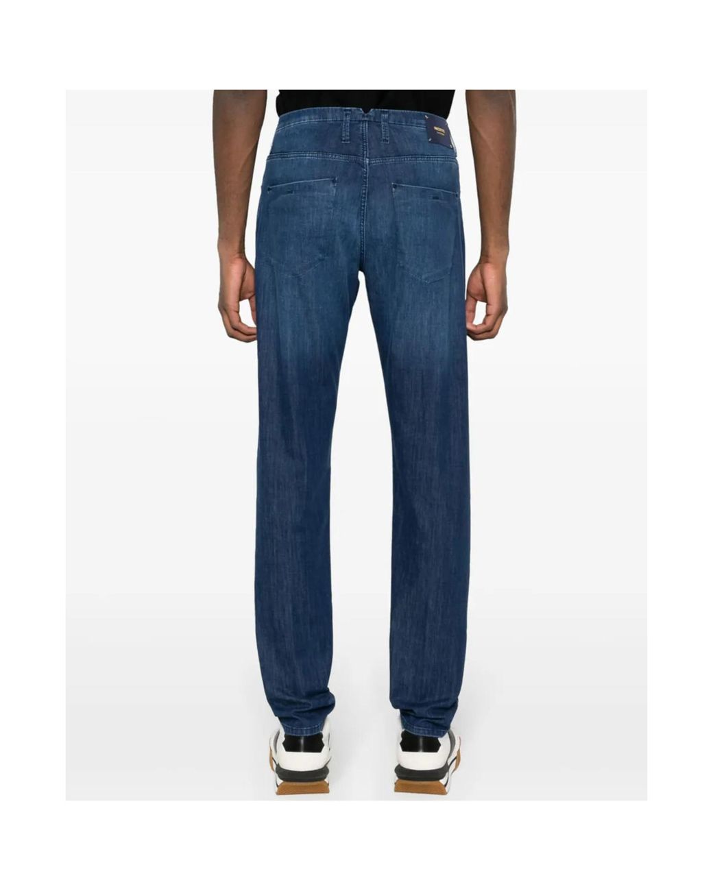 Incotex Blue Logo-Patch Tapered Jeans for men