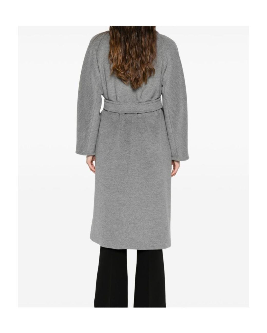Max Mara Gray Collared Long-Sleeved Coat
