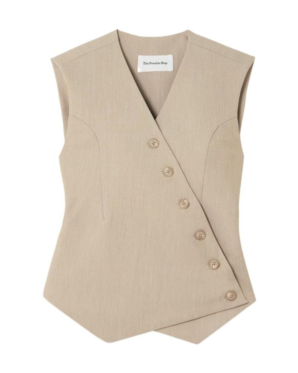 Frankie Shop Natural Maesa Asymmetric Canvas Vest