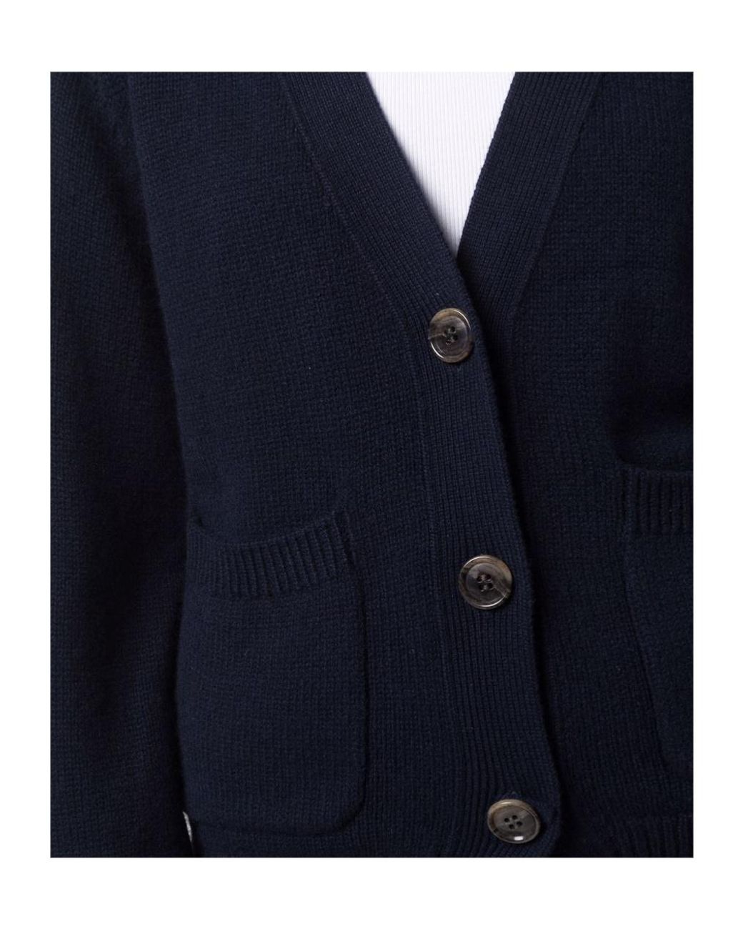 Lisa Yang Blue Danni V-Neck Button-Up Cardigan